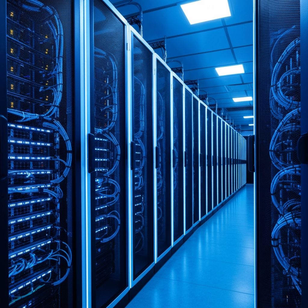 Modern data center with servers